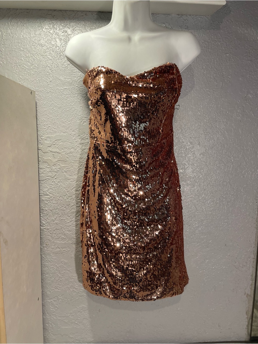 Forever 21 Copper Sequin Strapless Cocktail Dress